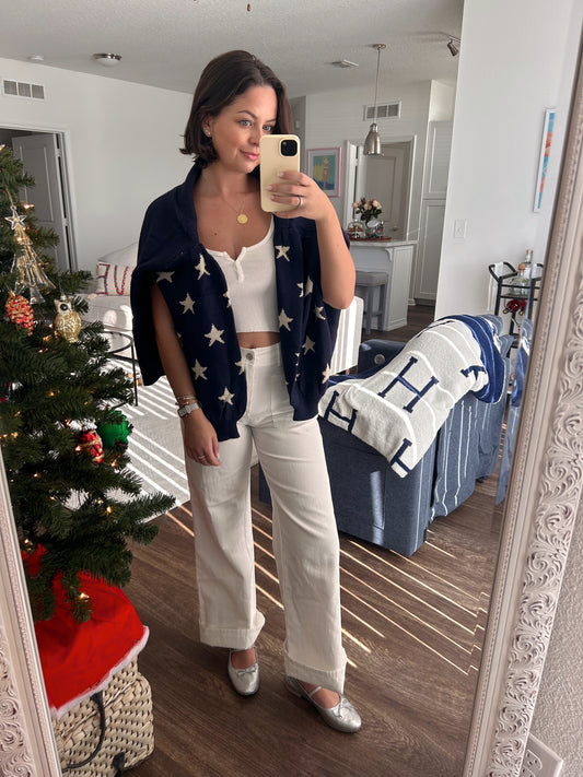 Starlight Button Down Cardigan - Navy Blue