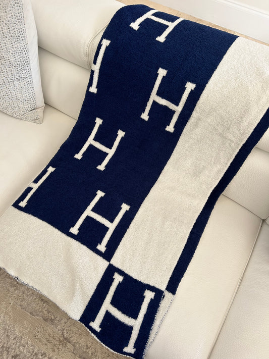 Navy Blue “H” Blanket