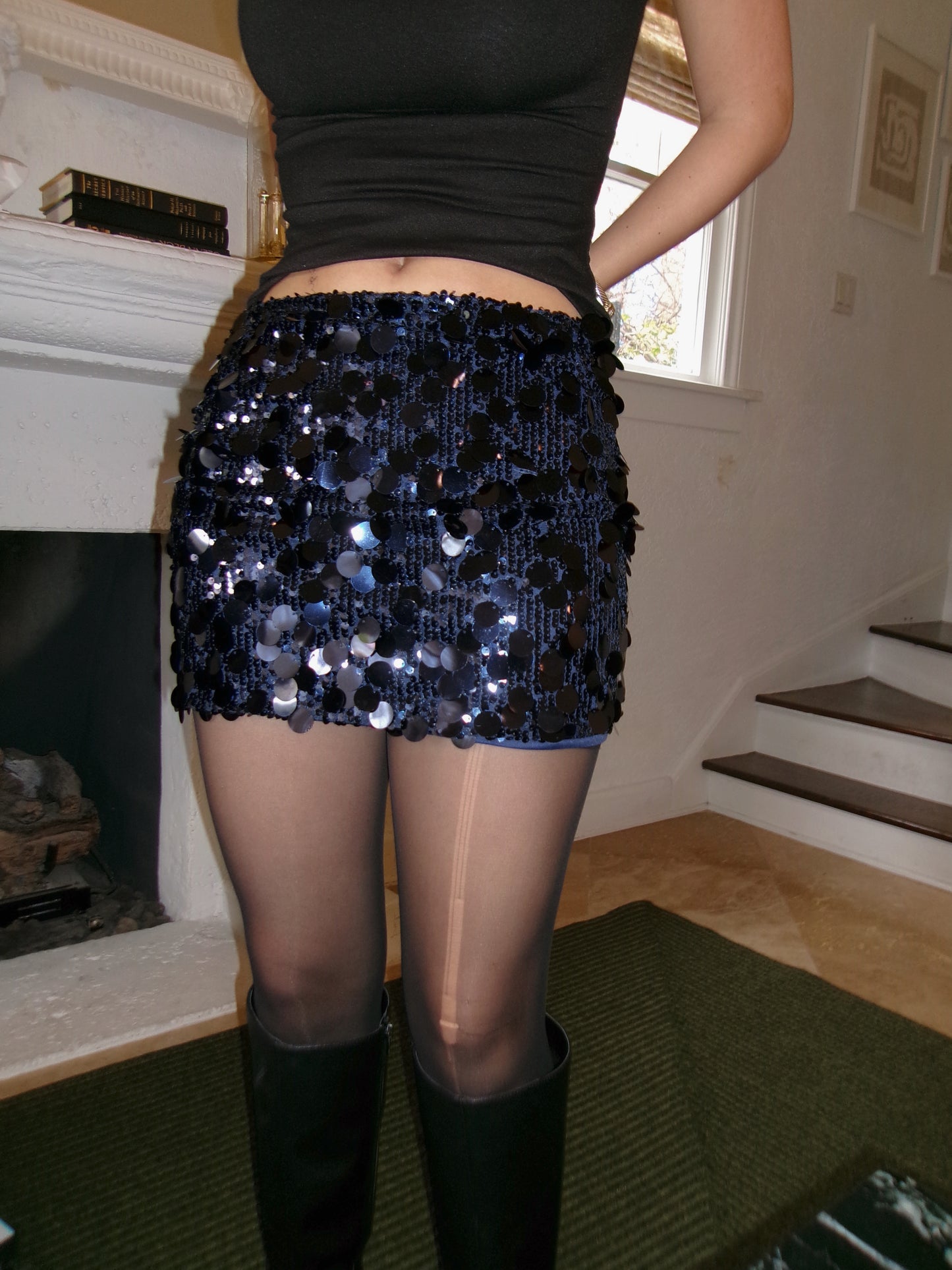 Miami Sequin Mini Skirt - Navy Blue