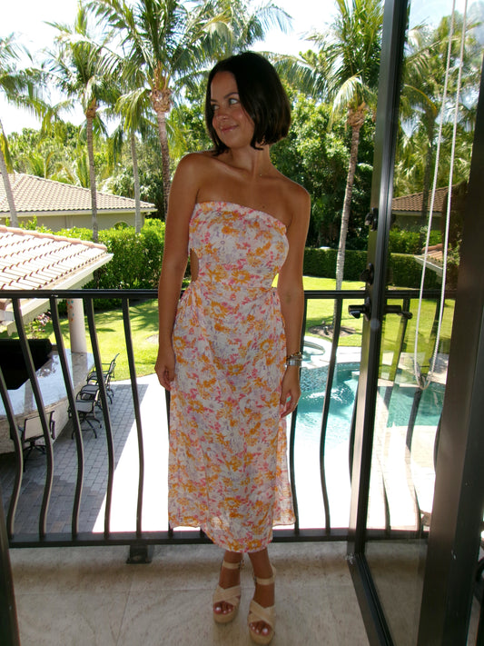 Miley Strapless Maxi Dress - Floral
