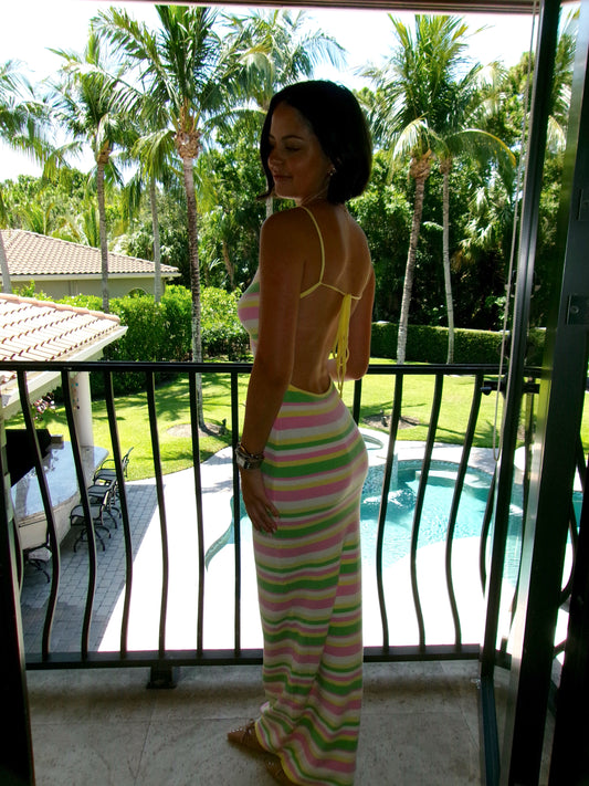 Sunday Candy Sweater Maxi Dress - Multi Color Stripes