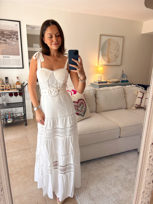 Magic In The Hamptons Lace Maxi Dress - White